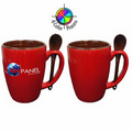 16 Oz. Red and Brown Endeavor Bistro Mug w/ Spoon (4 Color Process)